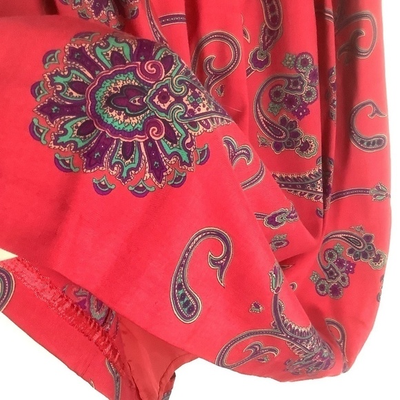 Talbots Vintage Pleated Paisley Wool Silk Blend Broomstick Skirt Red 8 - Picture 4 of 16